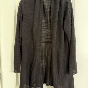 Eileen Fisher Black Open-Front Cardigan